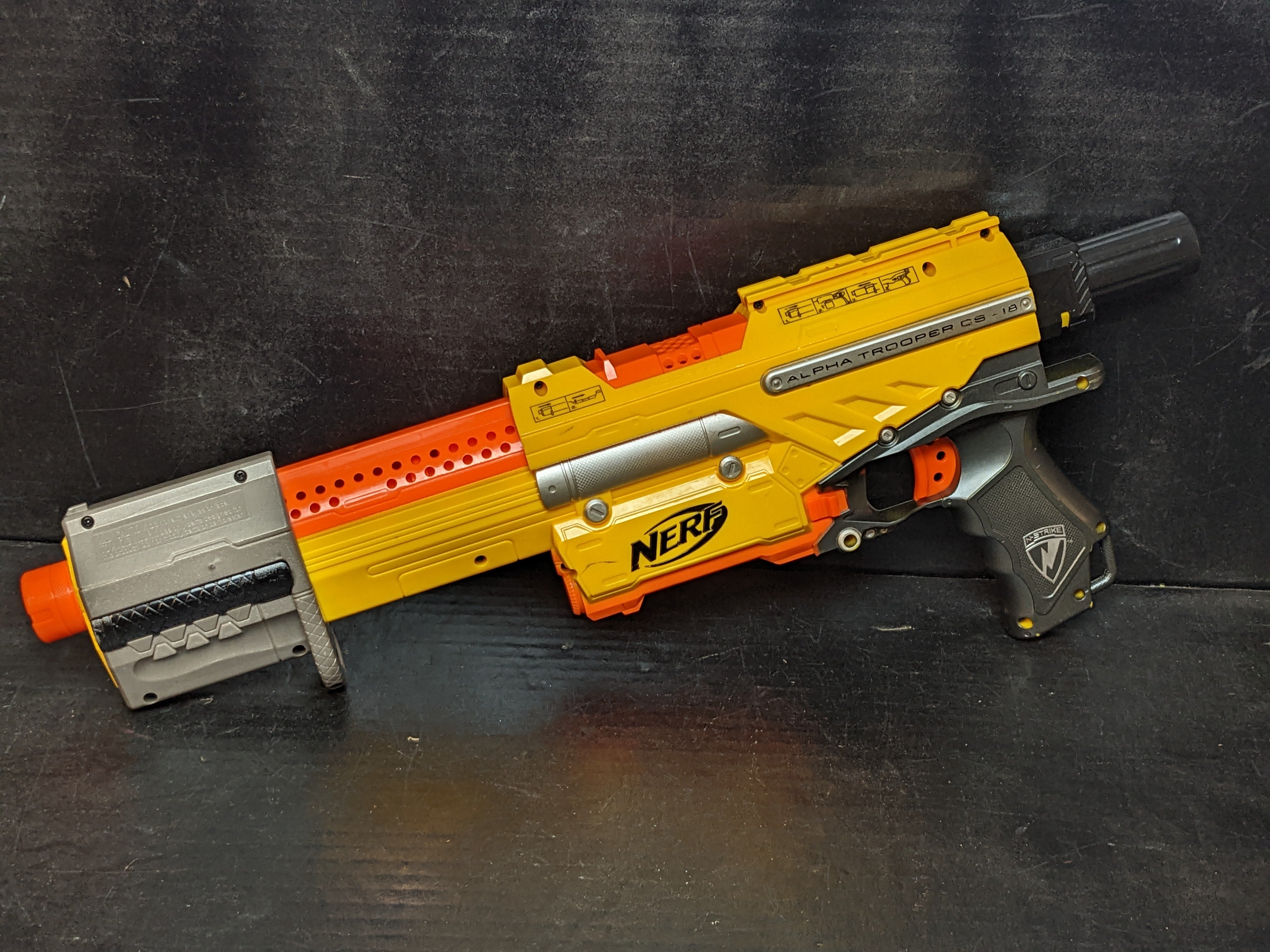 Nerf Blaster N-Force Longshot CS-6 Recon CS-6 Hasbro Yellow 18 Dart Clip 